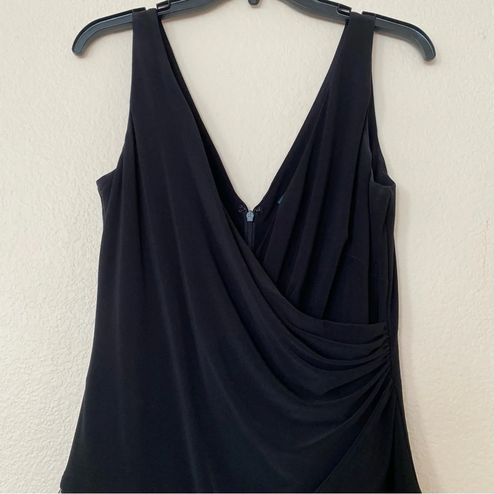 Ralph Lauren Black Tiered Mesh Faux Wrap Dress - Picture 6 of 15